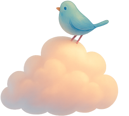Oiseau sur un nuage